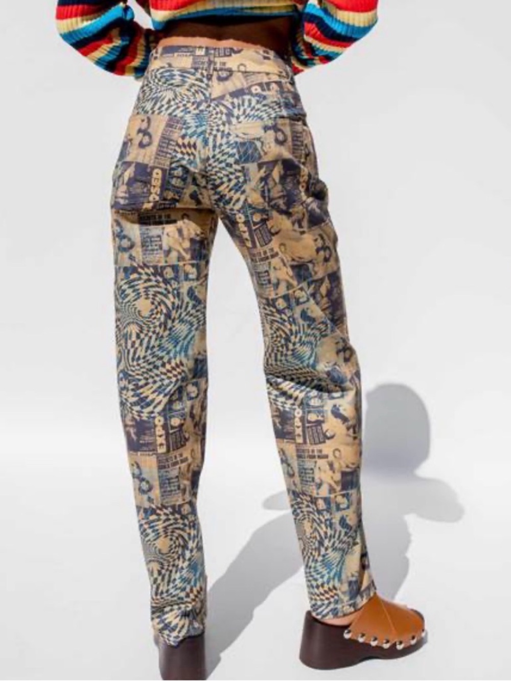 Miaou Fargo Pants Wanted Print XS Revolve Sold Out Graphic Barrel Leg High Rise - Picture 2 of 15